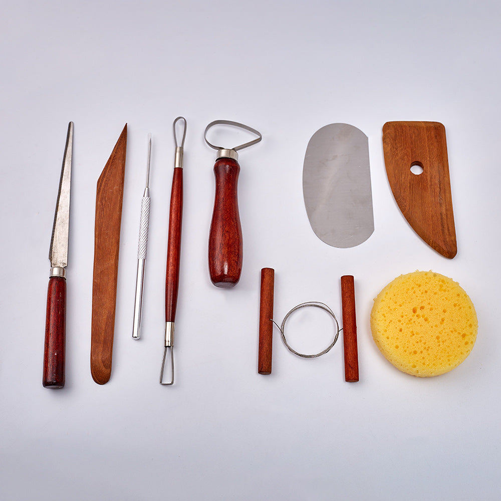 Pottery Clay Art Supplies Red 9 Piece Suit Pottery Diy Tools - LJ Enterprise